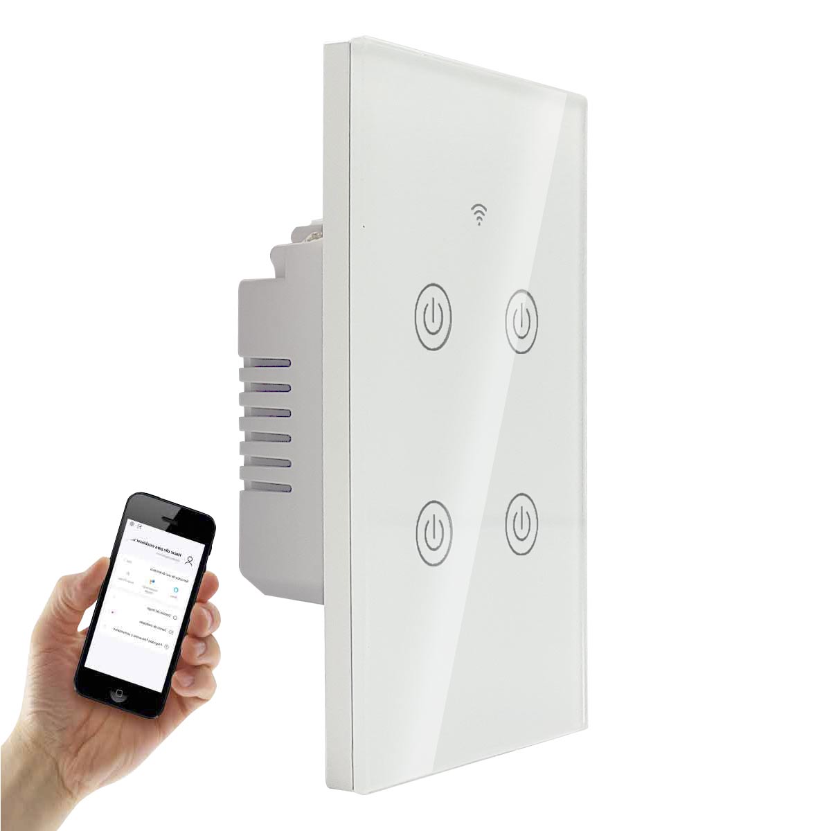 Apagador Inteligente Wifi Touch 4 Botones Blanco Compatible Con Alexa Google LUMMA Ferreabasto