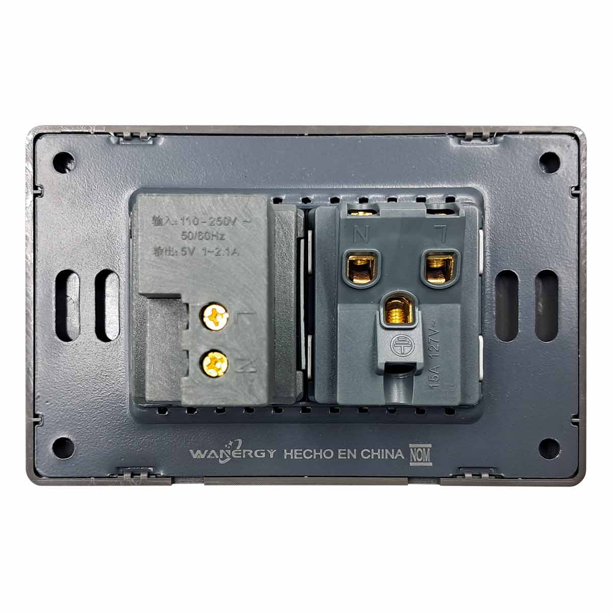Placa Armada Contacto Aterrizado Entrada USB Acero Inox