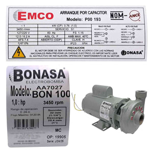 Bomba Para Agua Centrifuga 1 HP 1 1/4 X 1 Pulg Monofásica
