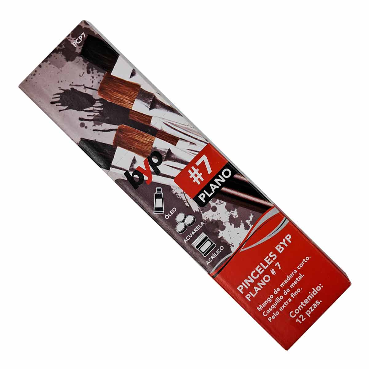 12 Pzs Pincel Camelus Plano #7 Para Pintura Acrilica Acuarela Oleo BYP