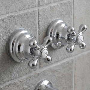 Juego Manerales Cruz Chapetón Cromado Para Regadera Baño Roalflux