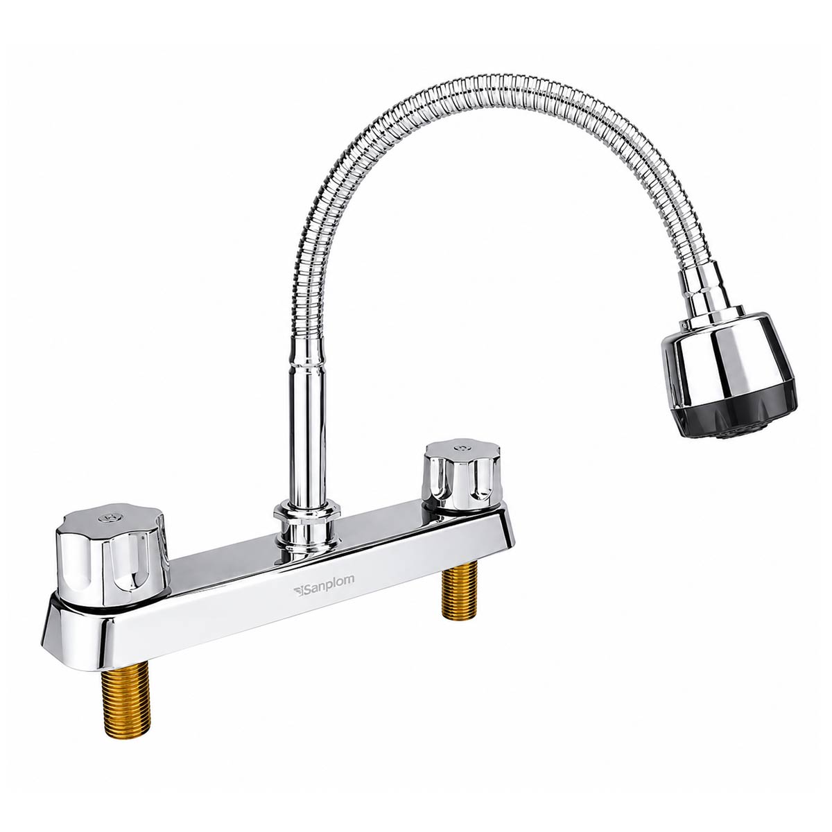 Mezcladora Para Fregadero Grifo Cuello Flexible Cromado