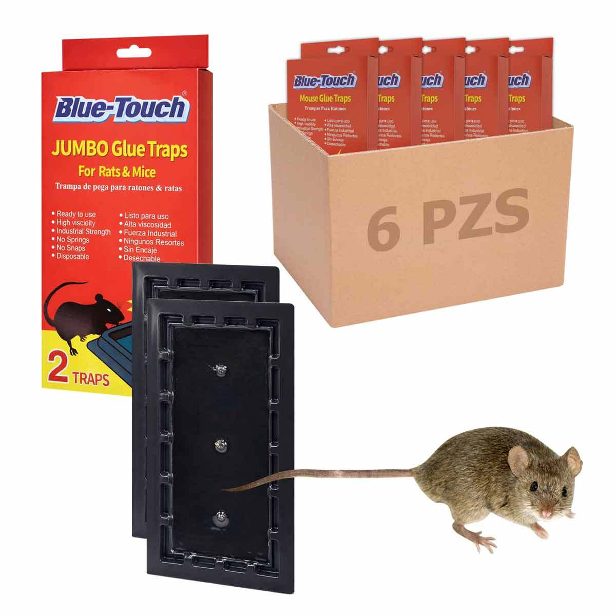 6 Cajas De Pegamento Para Ratones Con 2 Trampas C/U Bluetouch BLUETOUCH Ferreabasto
