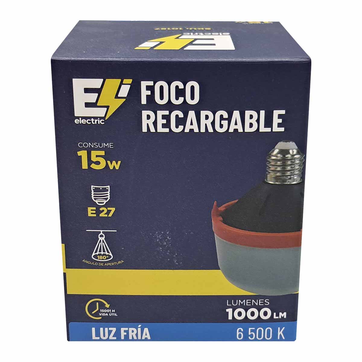 Foco Led Recargable 15W Luz Fria 6500K 1000lm Emergencia