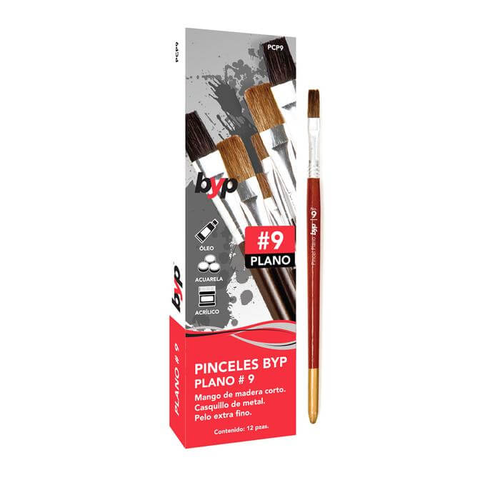 Pincel Camelus Plano #9 Byp Para Pintura Acrilica Acuarela Oleo BROCHAS Y PRODUCTOS S de RL de CV Ferreabasto