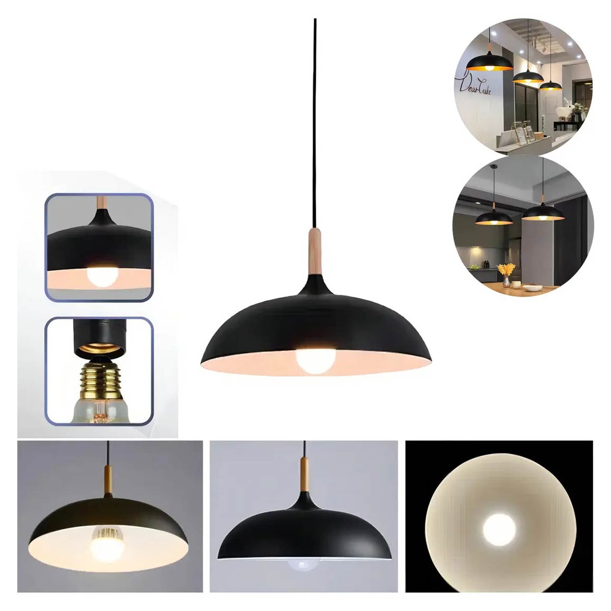 Lampara Luminario Led Colgante Metalico Decorativo E27 1.2M
