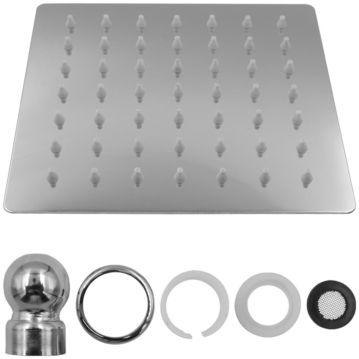 Regadera Cuadrada 6" Acero Inoxidable Deluxe NOM Meer