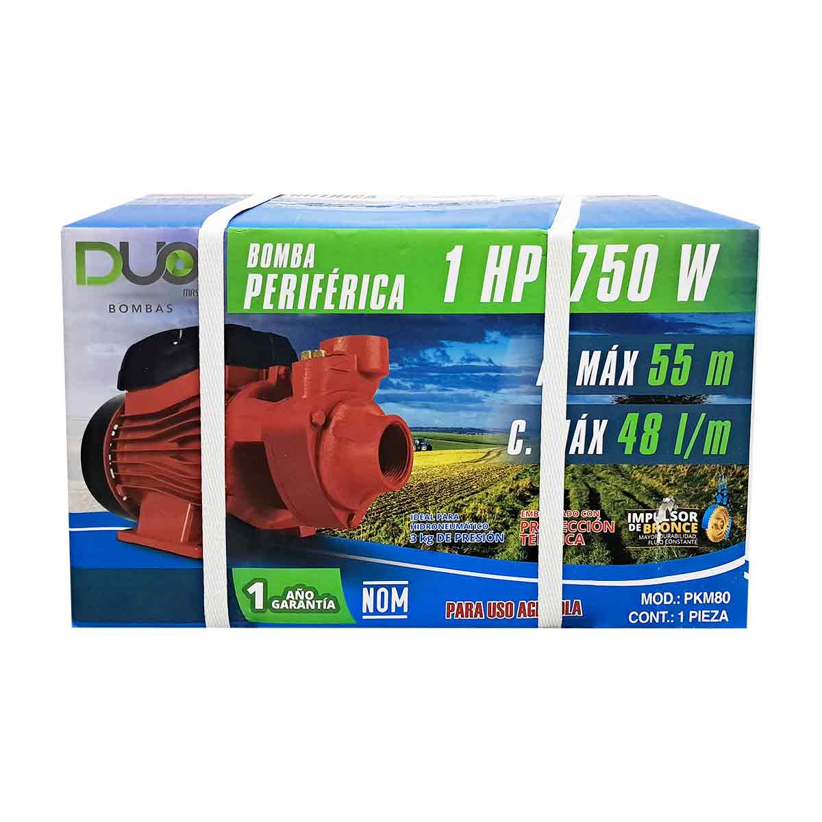 Bomba De Agua Periferica Duo 1Hp 750W Rojo