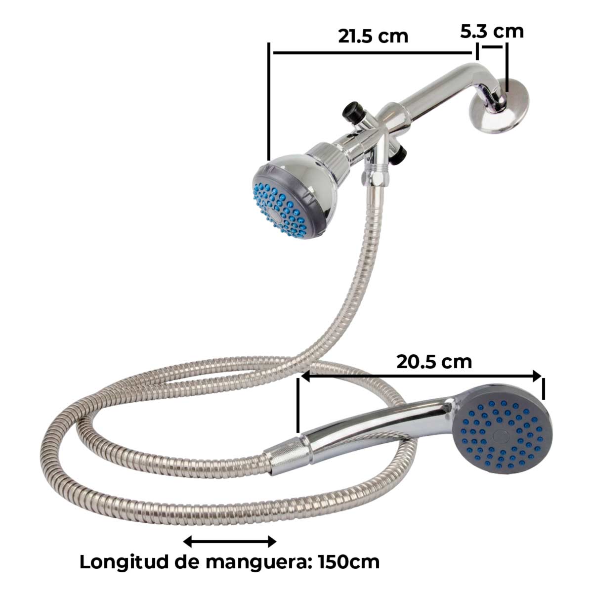 Set De Regadera Telefono Circular Con Manguera Acero Inoxidable Flexible Roalflux