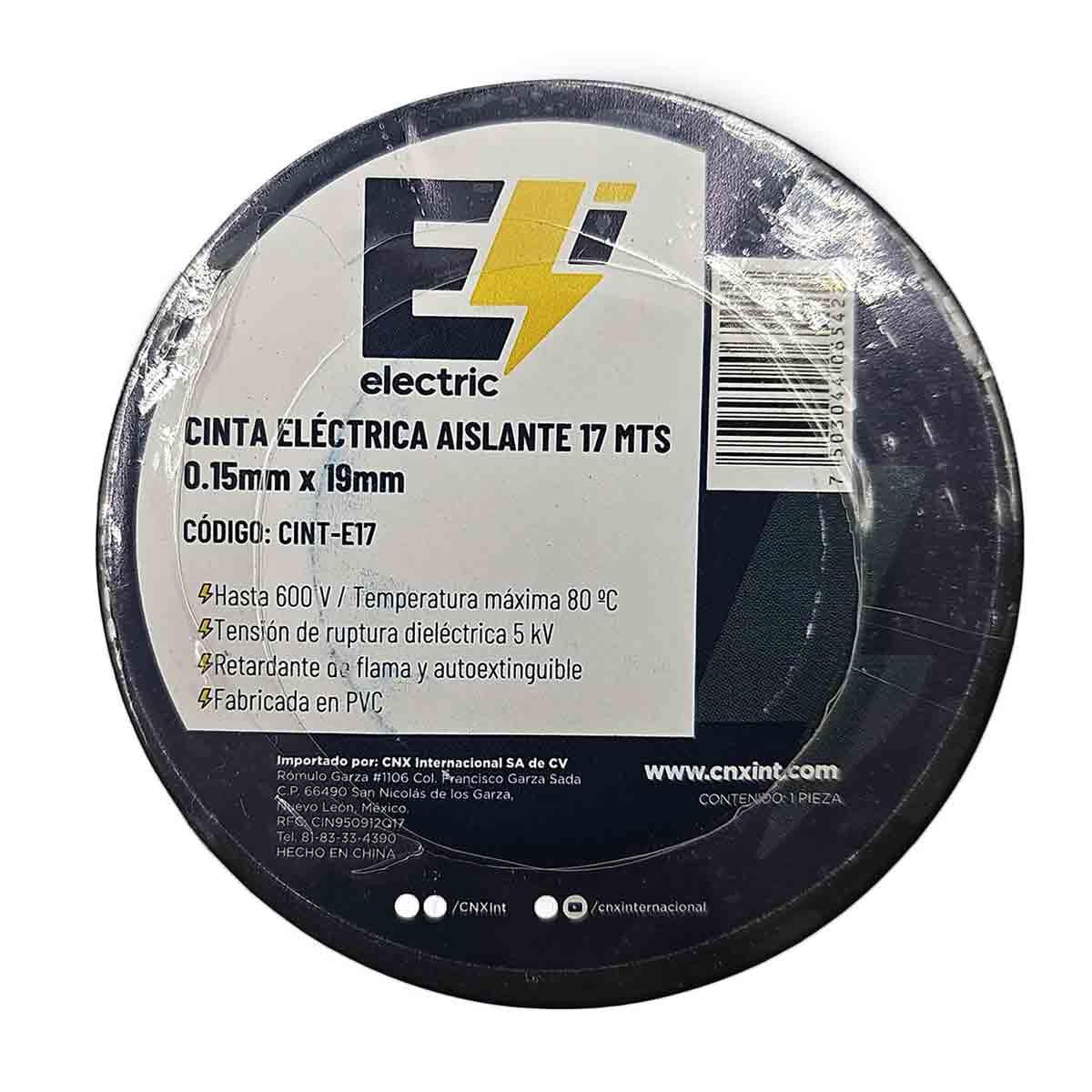 8 Pzs Cinta Aislante Electrica 19MM x 17M Color Negro CNX Ferreabasto Ferreabasto