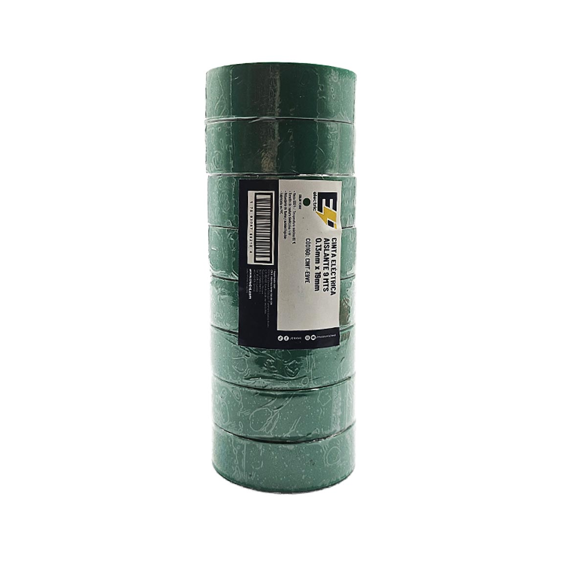 8 Pzs Cinta Aislante Electrica 9 Mts .13MM x 19MM Verde CNX Ferreabasto Ferreabasto