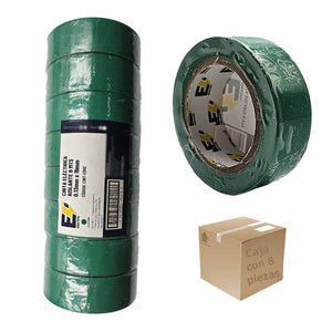 8 Pzs Cinta Aislante Electrica 9 Mts .13MM x 19MM Verde CNX Ferreabasto Ferreabasto