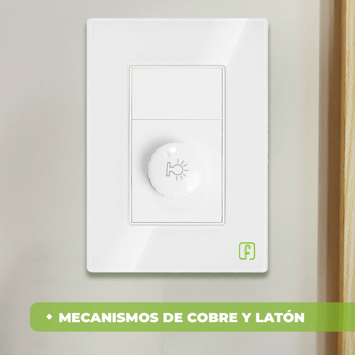 Placa Armada Cristal Con Dimmer Blanco Igoto