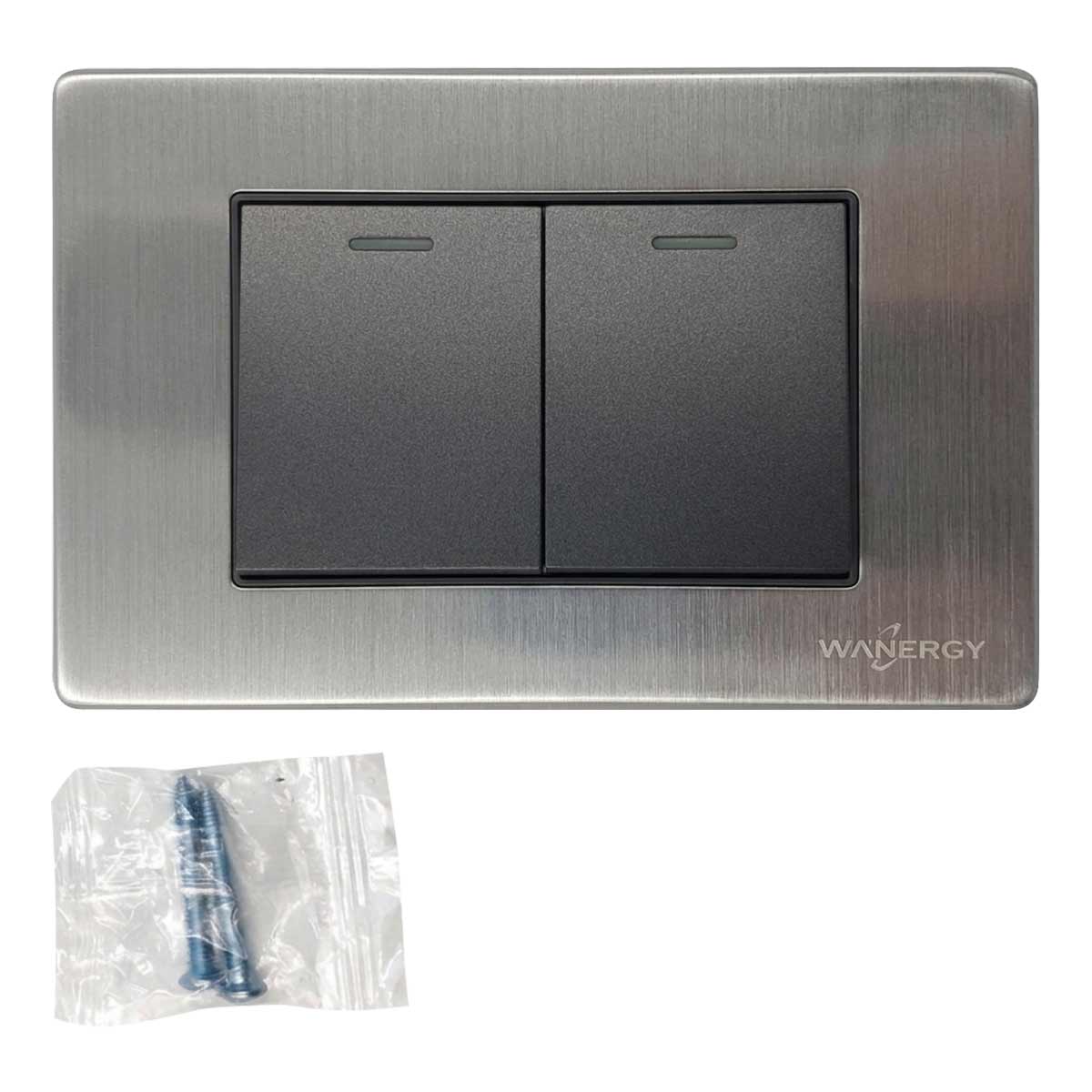 Placa Armada 2 Apagadores Escalera De 1.5 Modulos Acero Inox