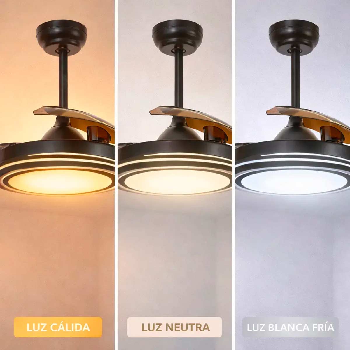 Ventilador De Techo Decorativo 42 Pulg Lucerna 3 Aspas Retractiles Igoto