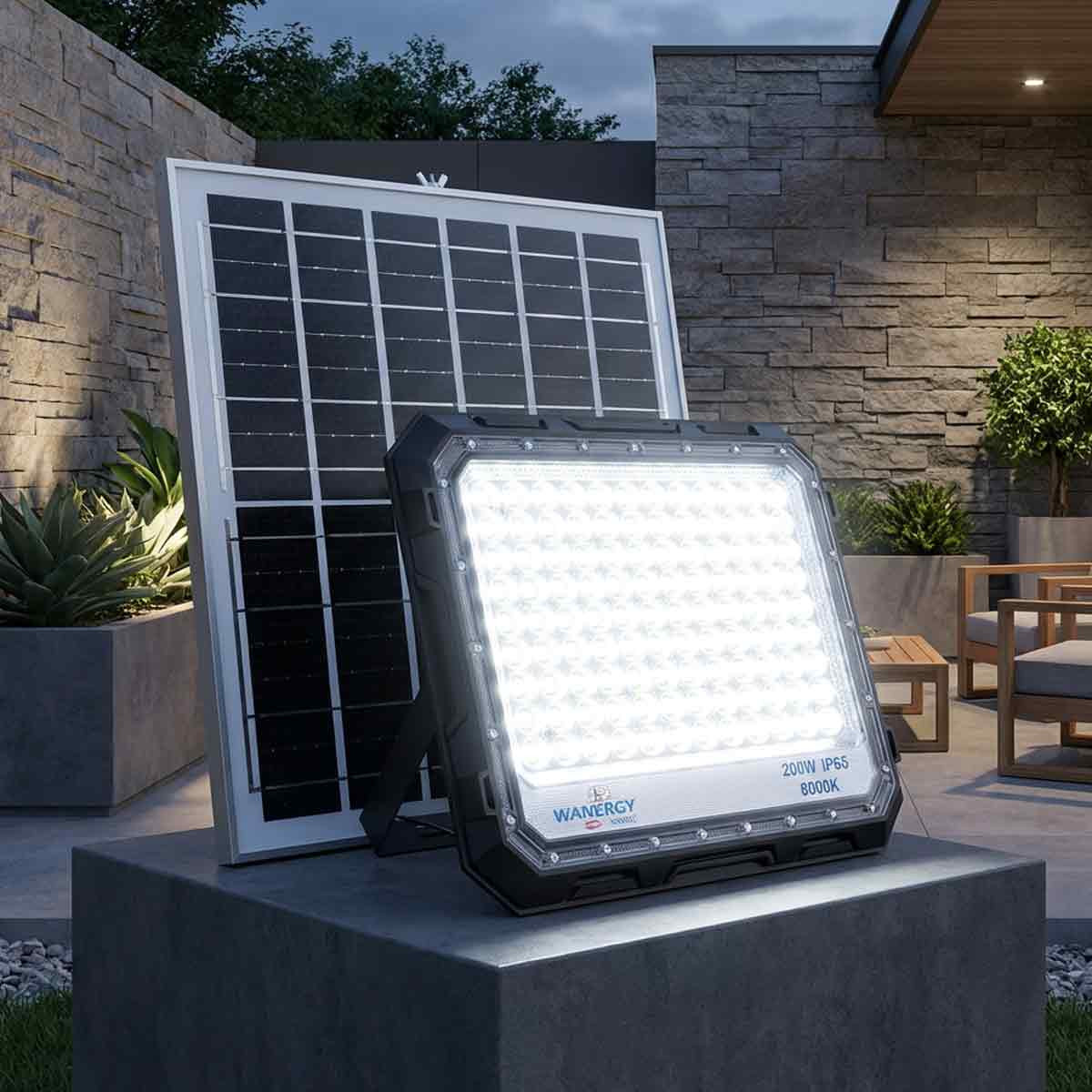 Lampara Reflector LED Solar Con Panel 200W 8000K Wanergy