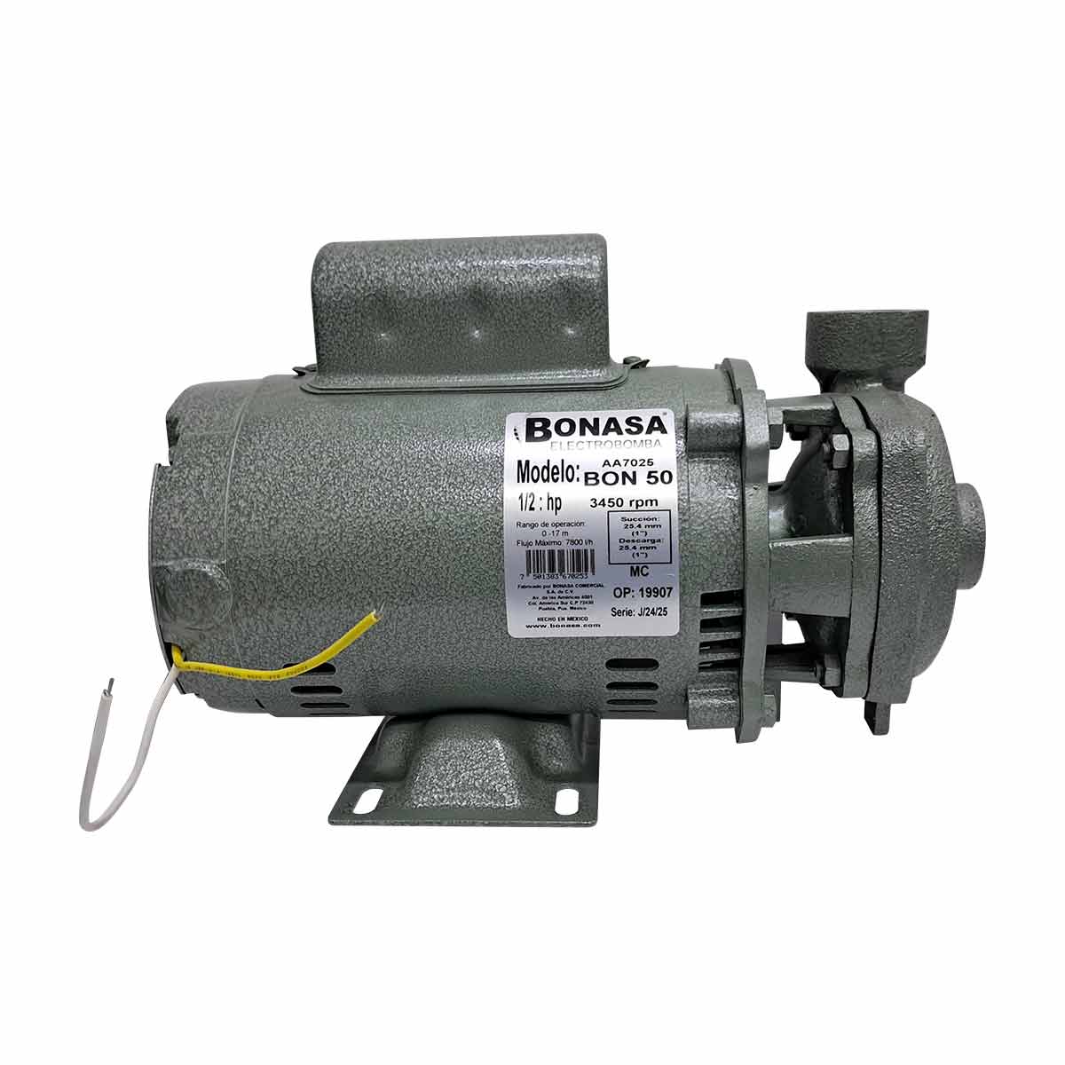 Bomba Para Agua Centrifuga 1/2 HP 1 X 1 Pulg Monofasica