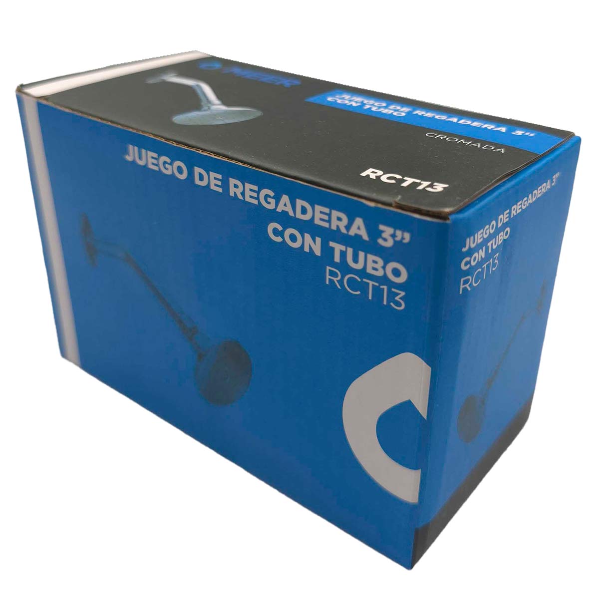 Regadera Cromada Con Tubo De Zinc Redonda Meer CNX Ferreabasto