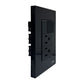 Placa Armada Cristal Con 1 Apagador Sencillo Y 2 Contactos de 1 Modulo Negro Igoto