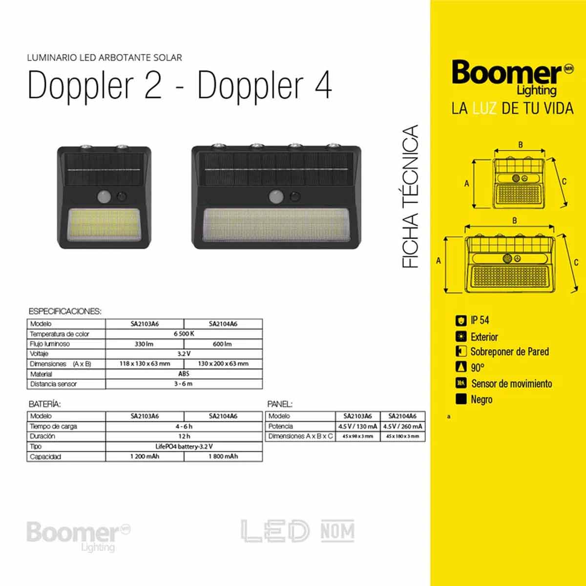 Lampara Solar Arbotante Led Exterior 6500K Con Sensor De Movimiento