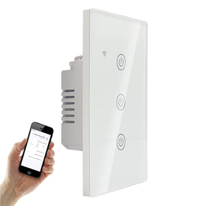 Apagador Inteligente Wifi Touch 3 Botones Blanco Compatible Con Alexa Google LUMMA Ferreabasto