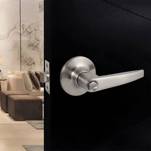 Cerradura Chapa Manija De Entrada C/ Llave Botón Niquel Satinado