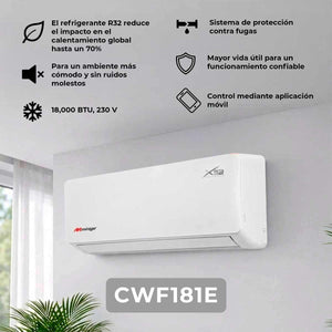 Aire Acondicionado Minisplit 18,000 BTU 230V Inverter X32 Mirage CWF181E MIRAGE Ferreabasto
