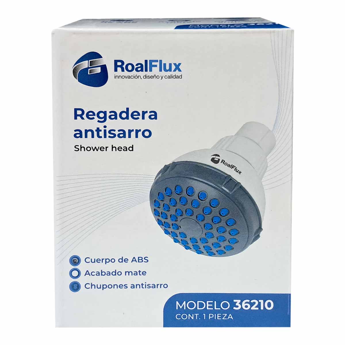 Regadera Con Sistema Antisarro Acabado Blanco Roalflux