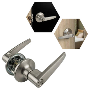 Cerradura Chapa Manija Para Baño C/ Ranura Botón Niquel Satinado