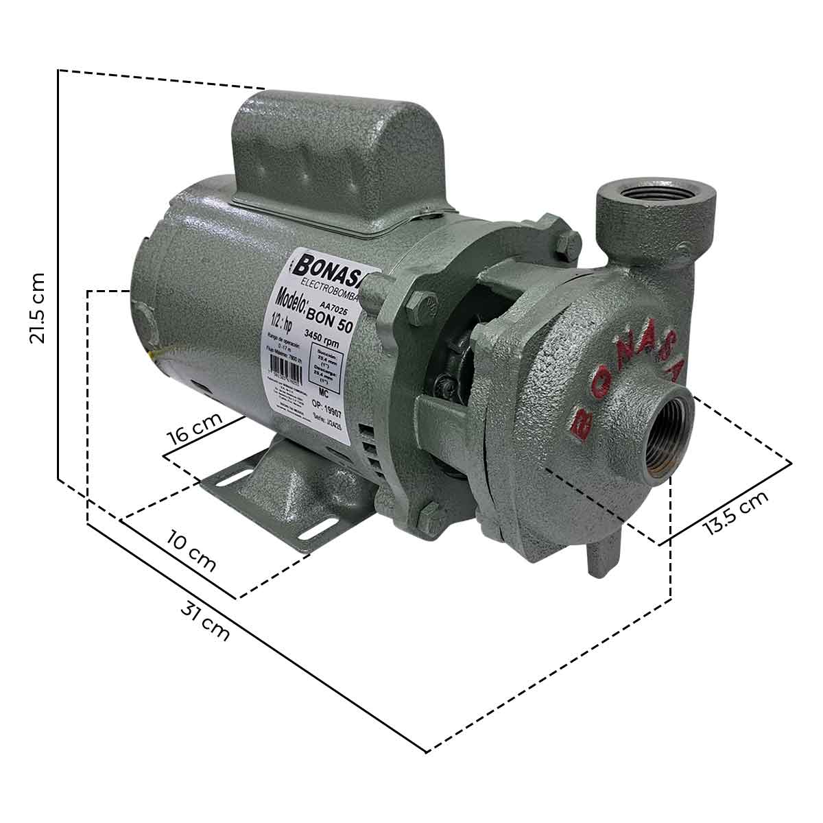 Bomba Para Agua Centrifuga 1/2 HP 1 X 1 Pulg Monofasica