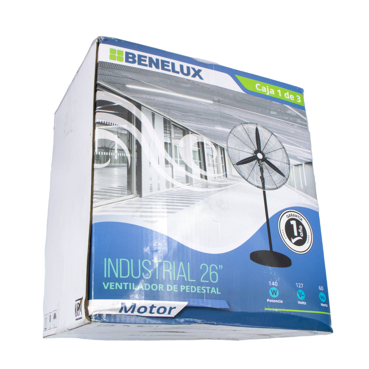 Ventilador Pedestal Y Pared Industrial 26 Pulgadas Aspas Metal 3 Vel Benelux