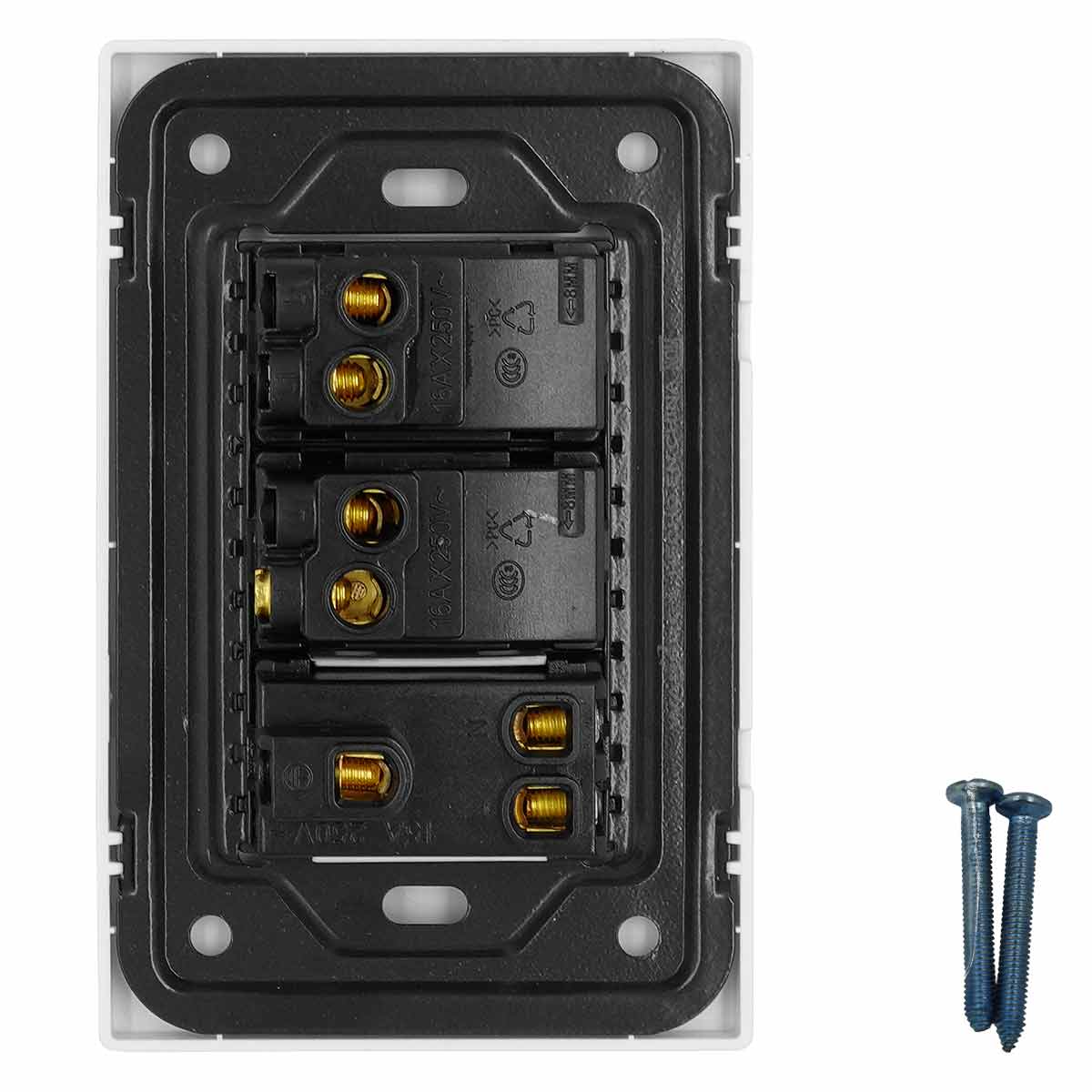 Placa Armada Con 2 Apagadores Sencillos y 1 Contacto De 1 Modulo Blanco WANERGY Ferreabasto