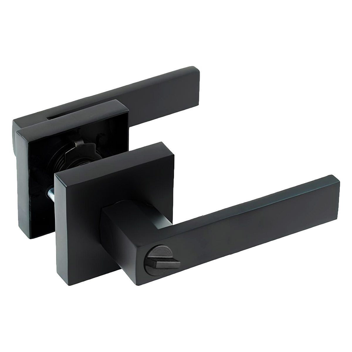 Cerradura Chapa Manija Cuadrada Para Baño C/ Ranura Botón Negro