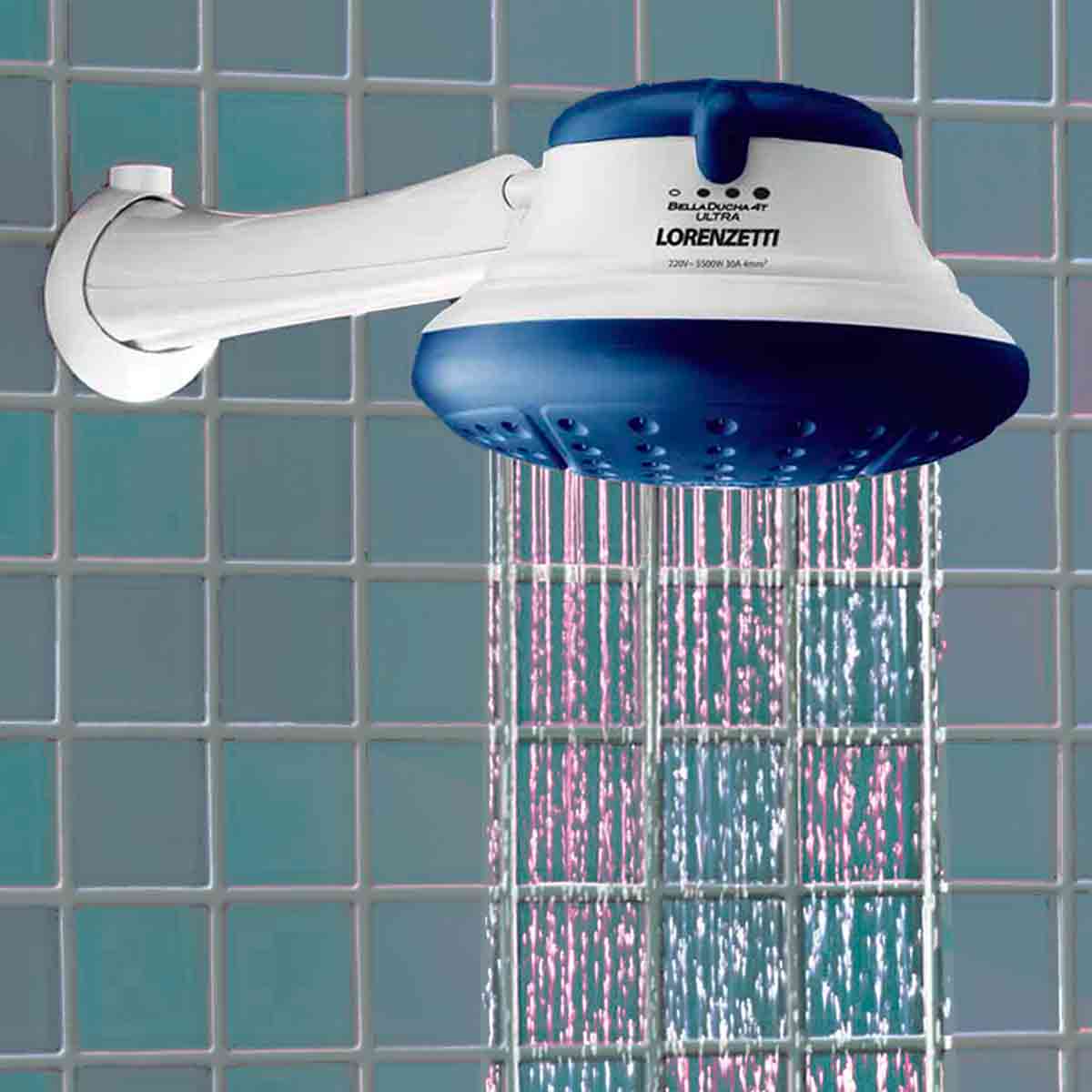 Regadera Electrica Bella Ducha Ultra 4 Temperaturas 127V 4800w Azul Lorenzetti LORENZETTI Ferreabasto
