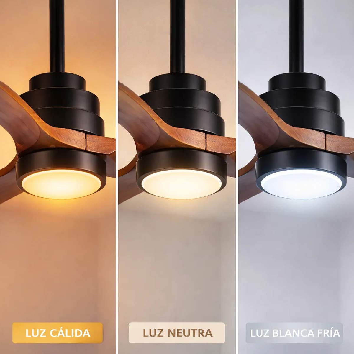 Ventilador De Techo Decorativo 52 Pulgadas Biena 35W Con Luz 3 Aspas Igoto