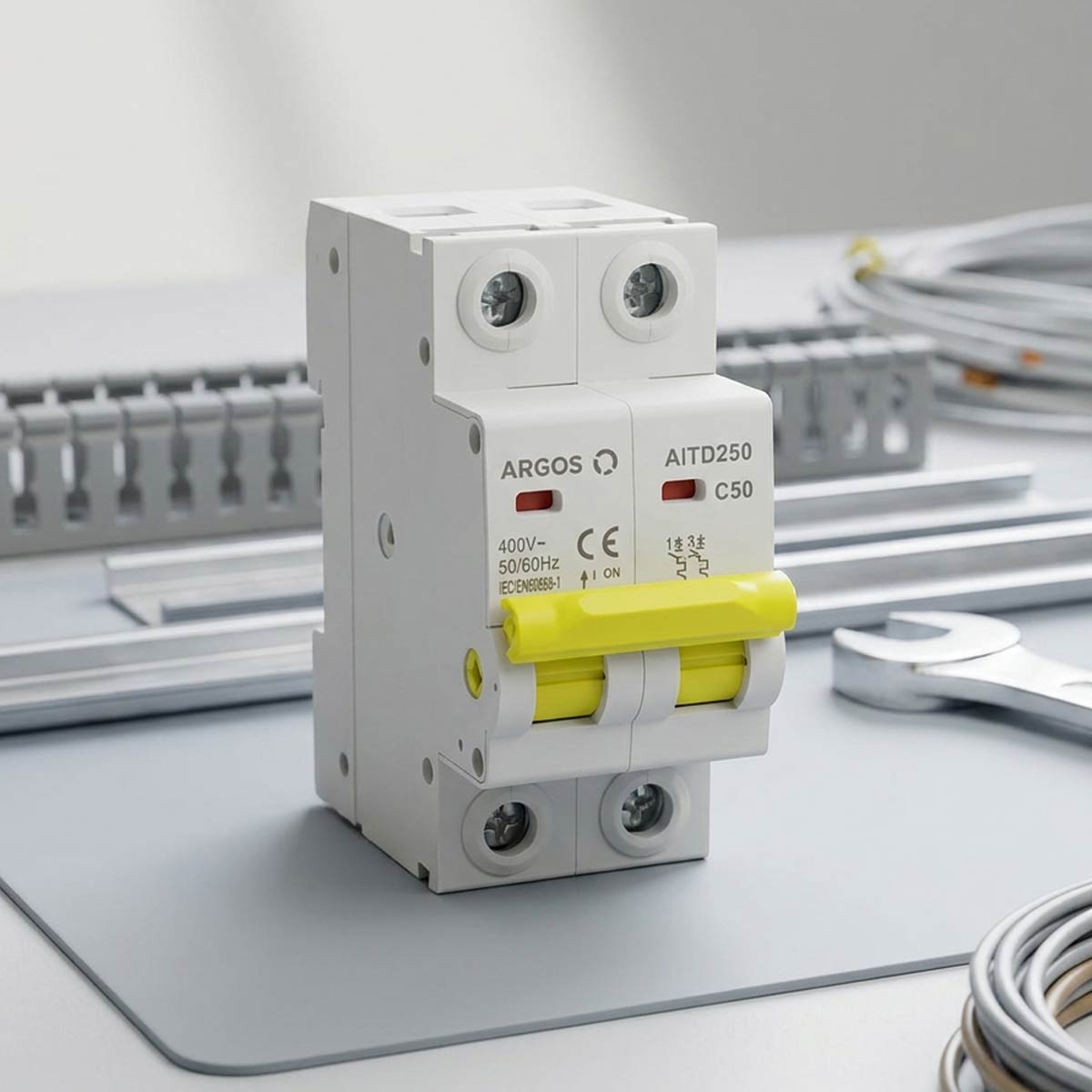 Interruptor Termomagnetico De 2 Polos 50A Riel Din 10kA