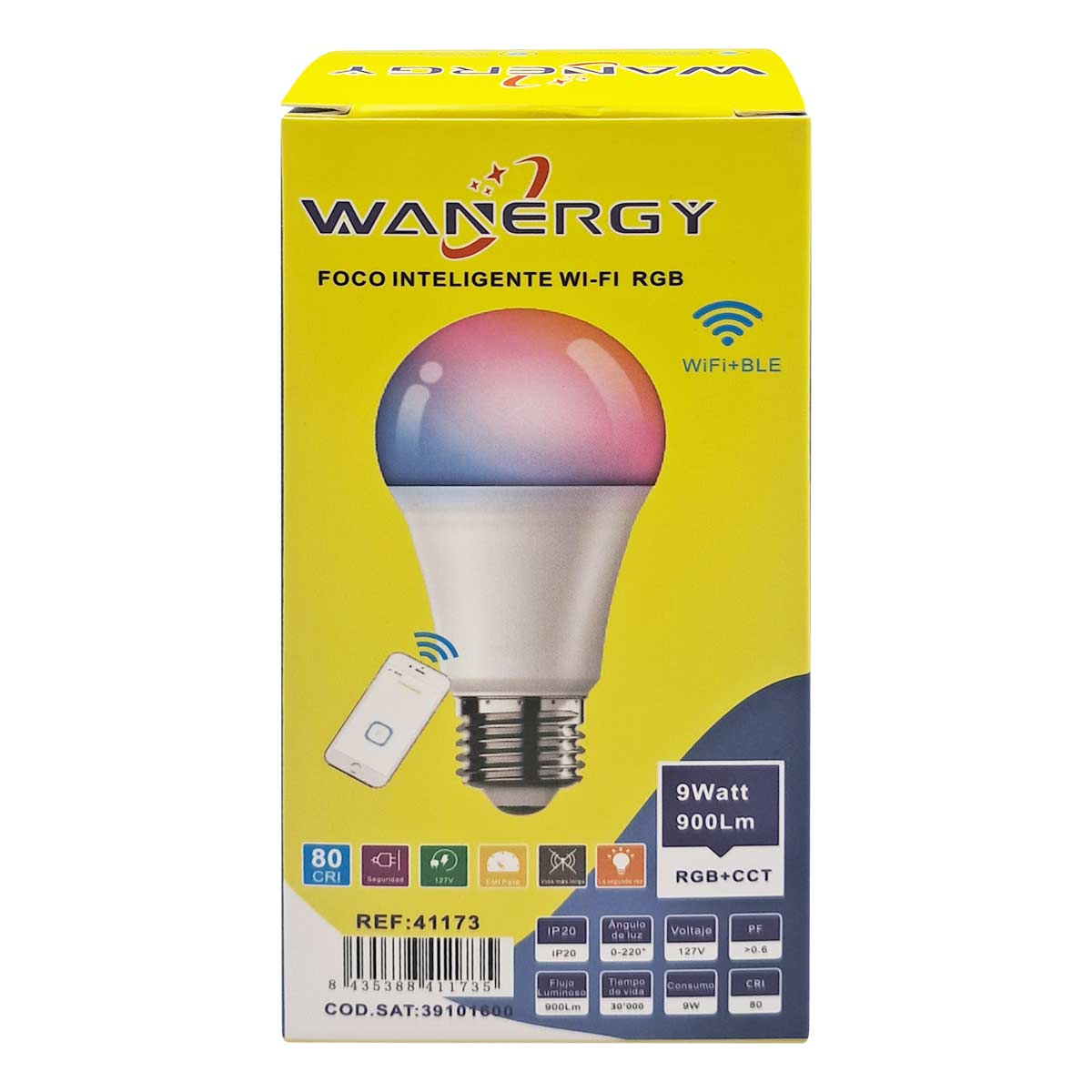 Foco LED Inteligente WIFI RGB 9W Wanergy WANERGY Ferreabasto