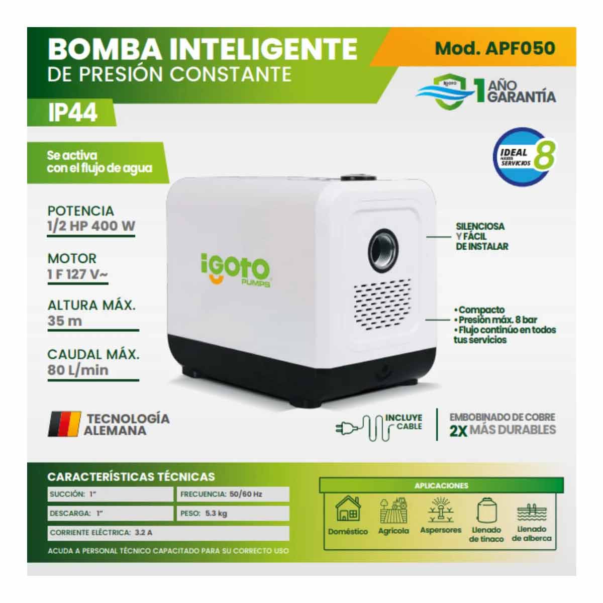 Presurizador Inteligente Presión Constante Automático 1/2 HP