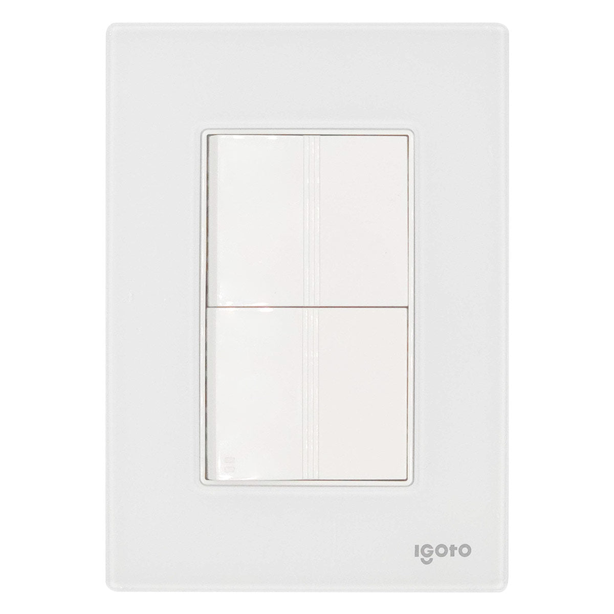 Placa Armada Cristal Con 1 Apagador Sencillo y 1 Apagador Escalera de 1.5 Modulos Blanco Igoto IGOTO Ferreabasto