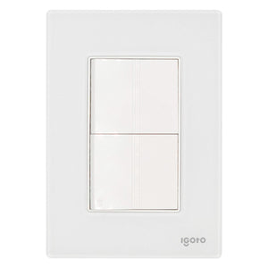 Placa Armada Cristal Con 1 Apagador Sencillo y 1 Apagador Escalera de 1.5 Modulos Blanco Igoto IGOTO Ferreabasto