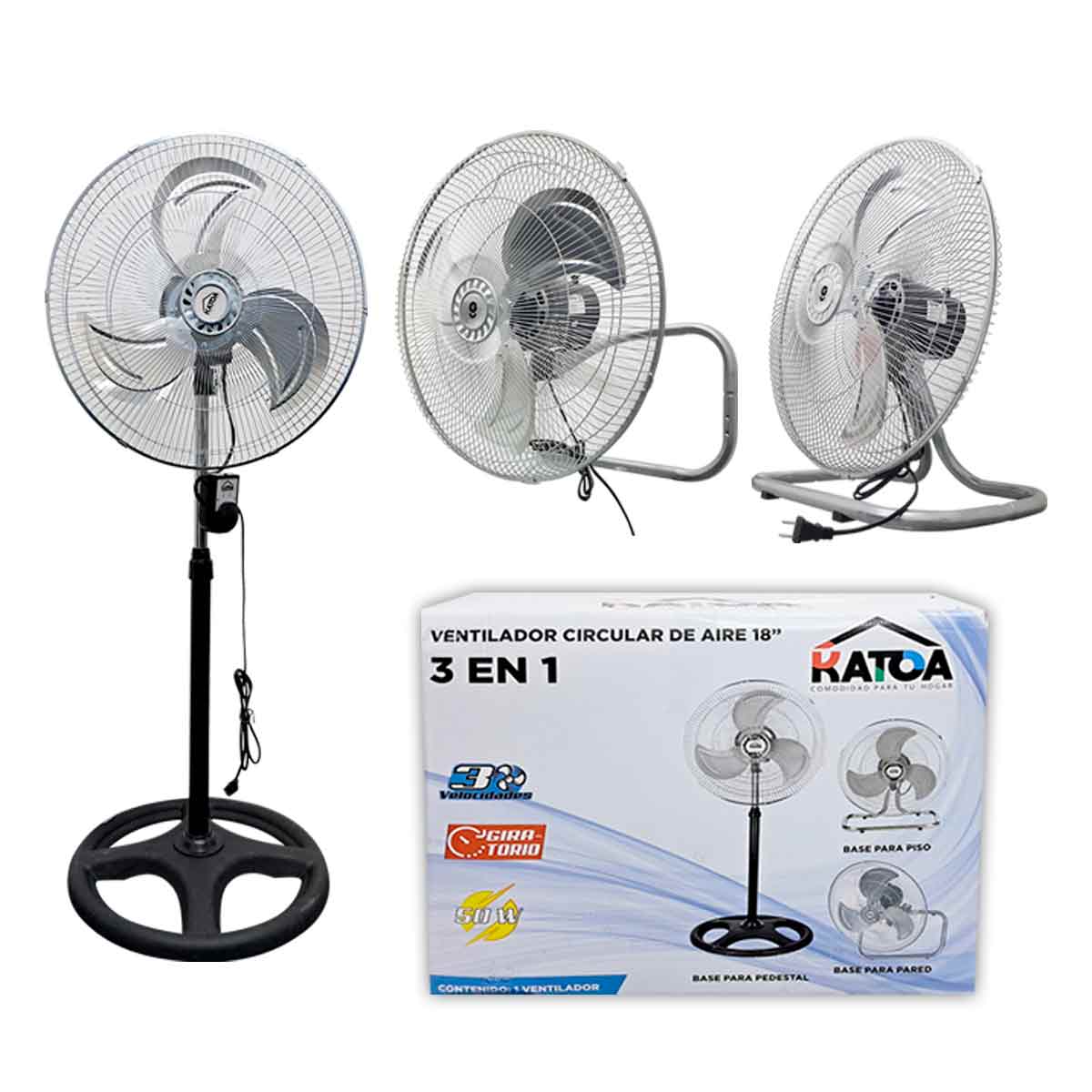Ventilador Circular 20 Pulgadas 3 En 1 Con 3 Velocidades 5 Aspas CNX Ferreabasto