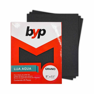 25 Pzs Lija De Agua 9X11 Pulgadas Grano 220 BYP BYP Ferreabasto