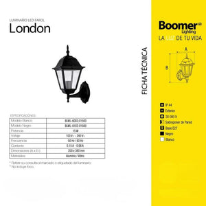 Luminario Led Arbotante Farol Soportado London Night 15W Boomer BOOMER Ferreabasto