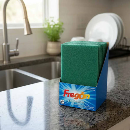 Caja De 12 PZS De Fibra Verde Multiusos Lavatrastes Fregon FREGON Ferreabasto