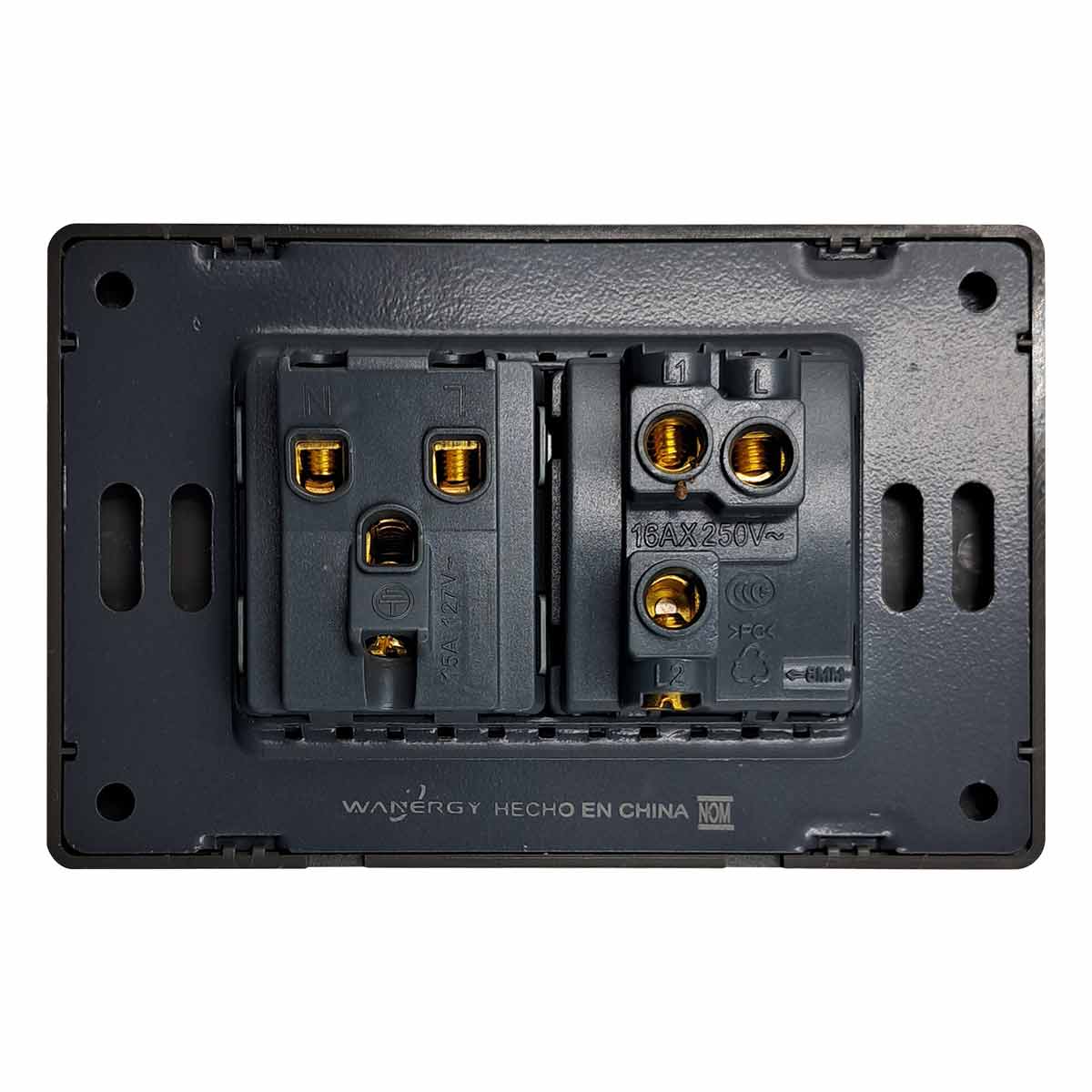 Placa Armada 1 Apagador Escalera Y 1 Contacto De 1.5 Modulos