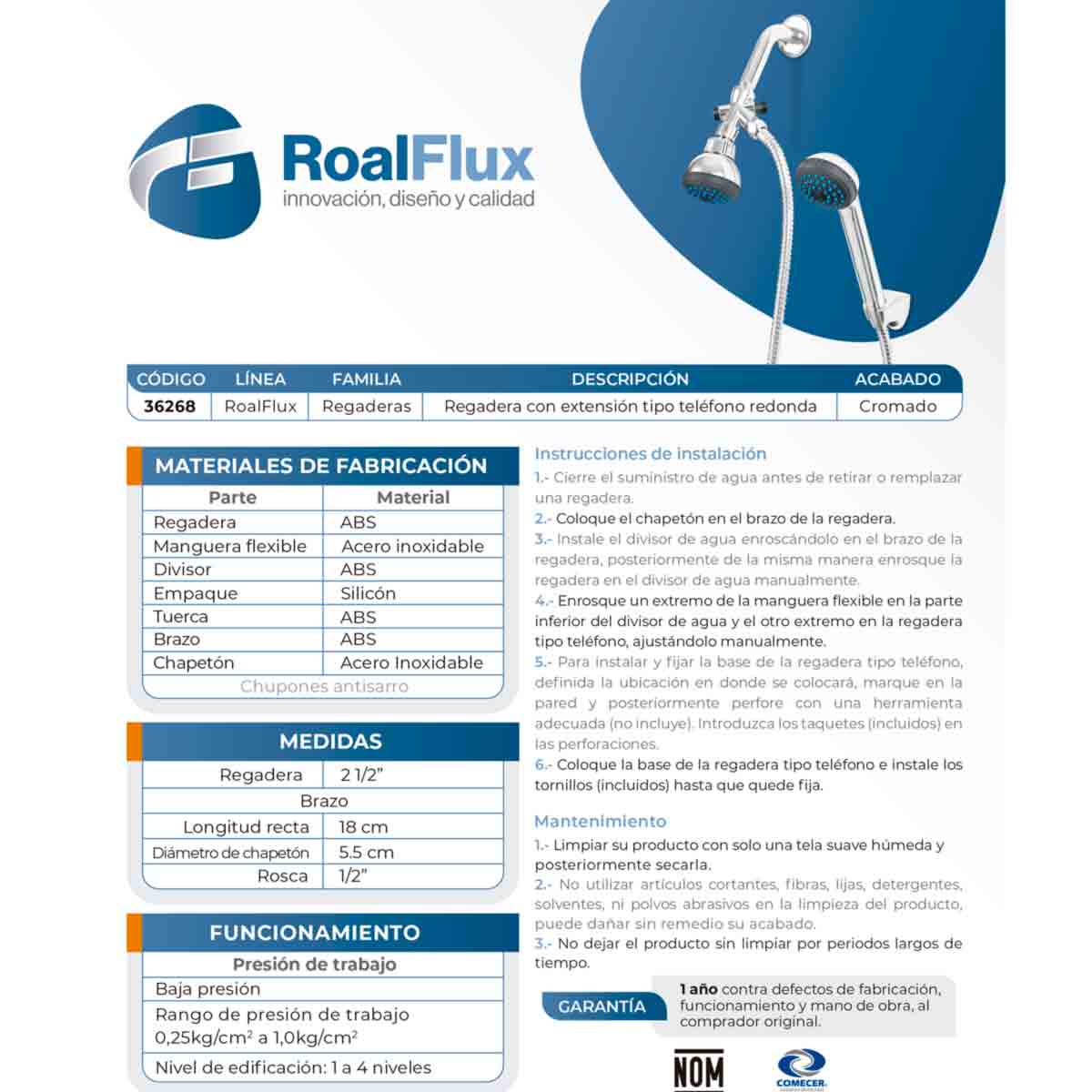 Set De Regadera Telefono Circular Con Manguera Acero Inoxidable Flexible Roalflux