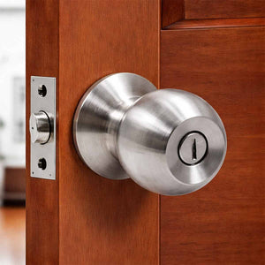 Cerradura Cilíndrica Chapa Baño Perilla Ranura Botón Acero Inox