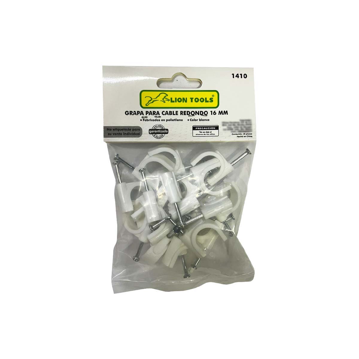 Grapa Para Cable Redondo 16mm Color Blanco 100 Pzs