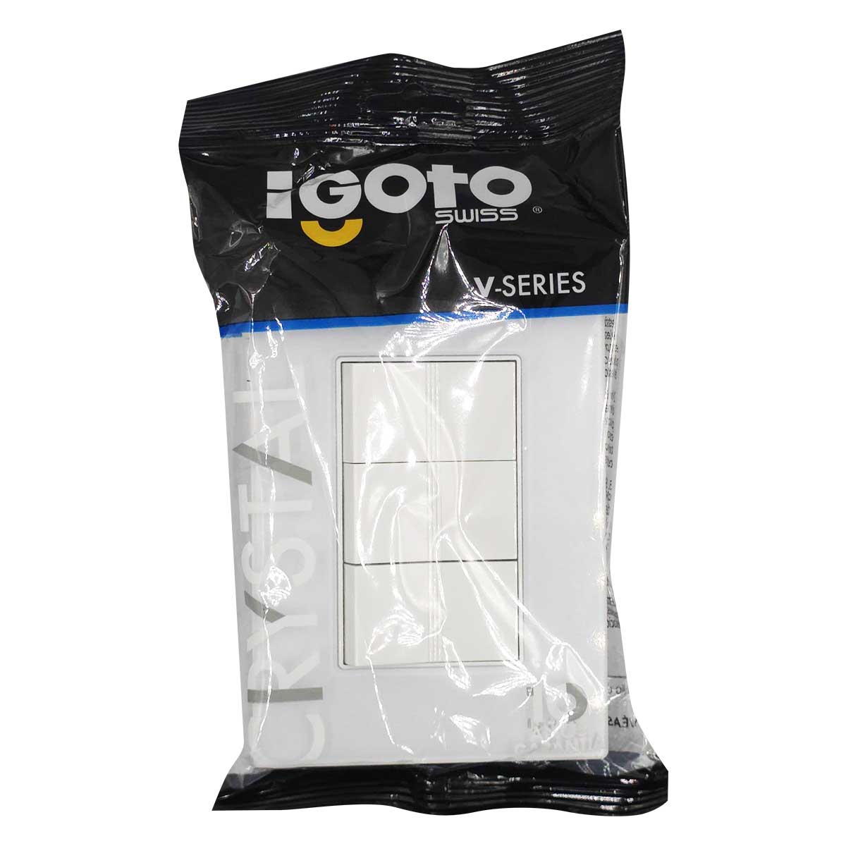 Placa Armada Cristal Con 3 Apagadores Sencillos de 1 Modulo Blanco Igoto IGOTO Ferreabasto