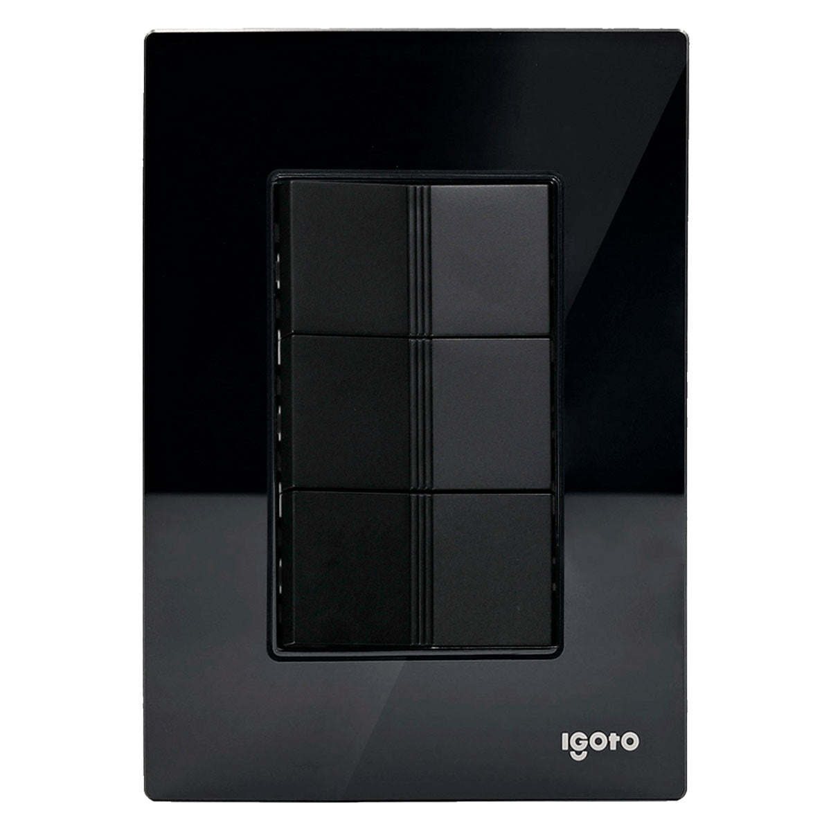 Placa Armada Cristal Con 3 Apagadores Sencillos de 1 Modulo Negro Igoto IGOTO Ferreabasto